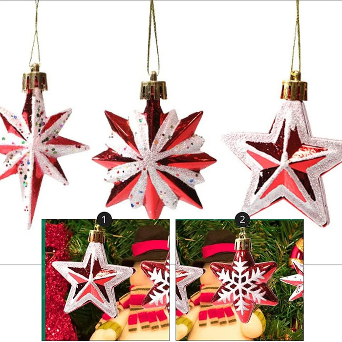 Christmas Tree Polygonal Star Decoration Star Shape Xmas Hanging Ornament - 5-pointed Star / 5Pcs - 6
