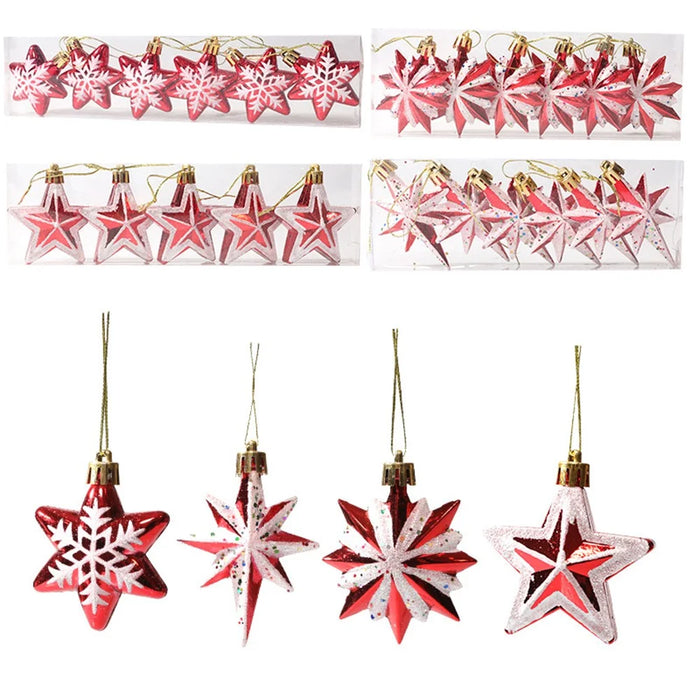 Christmas Tree Polygonal Star Decoration Star Shape Xmas Hanging Ornament - 5-pointed Star / 5Pcs - 7