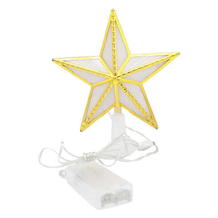 15cm Warm White LED Light Star Shape Christmas Tree Topper Xmas Tree Top Decoration - 1