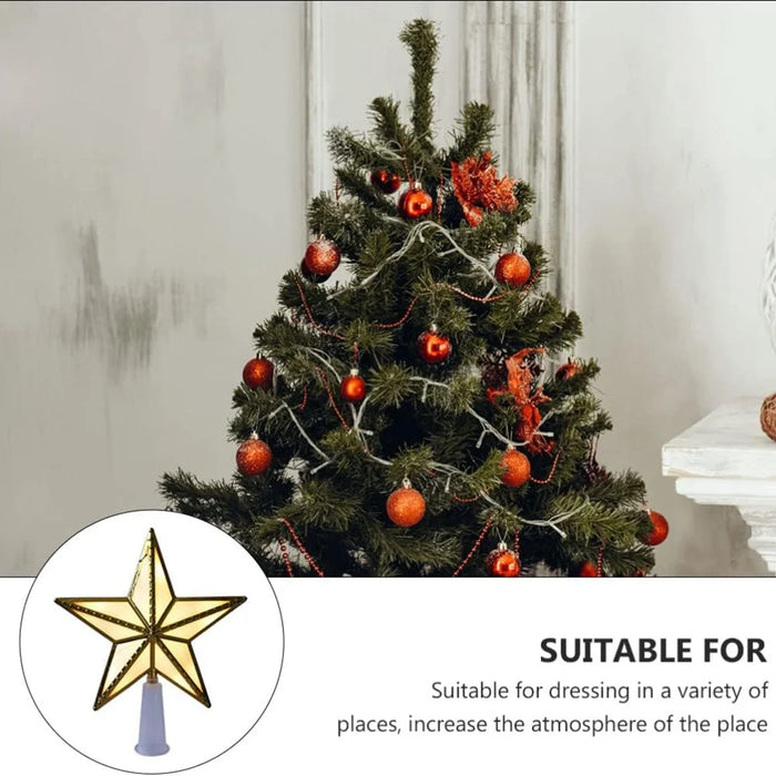 15cm Warm White LED Light Star Shape Christmas Tree Topper Xmas Tree Top Decoration - 6