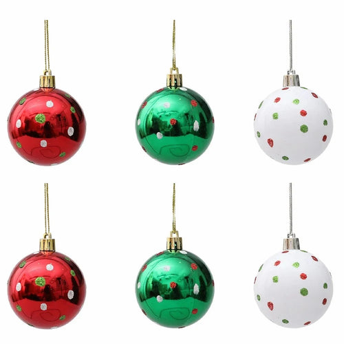 6Pcs 6cm Christmas Tree Plastic Ball Decor Dot Design Round Ball Festival Xmas Hanging Ornament - 1