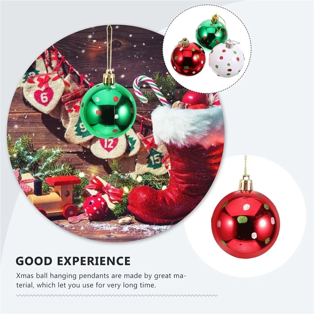 6Pcs 6cm Christmas Tree Plastic Ball Decor Dot Design Round Ball Festival Xmas Hanging Ornament - 3