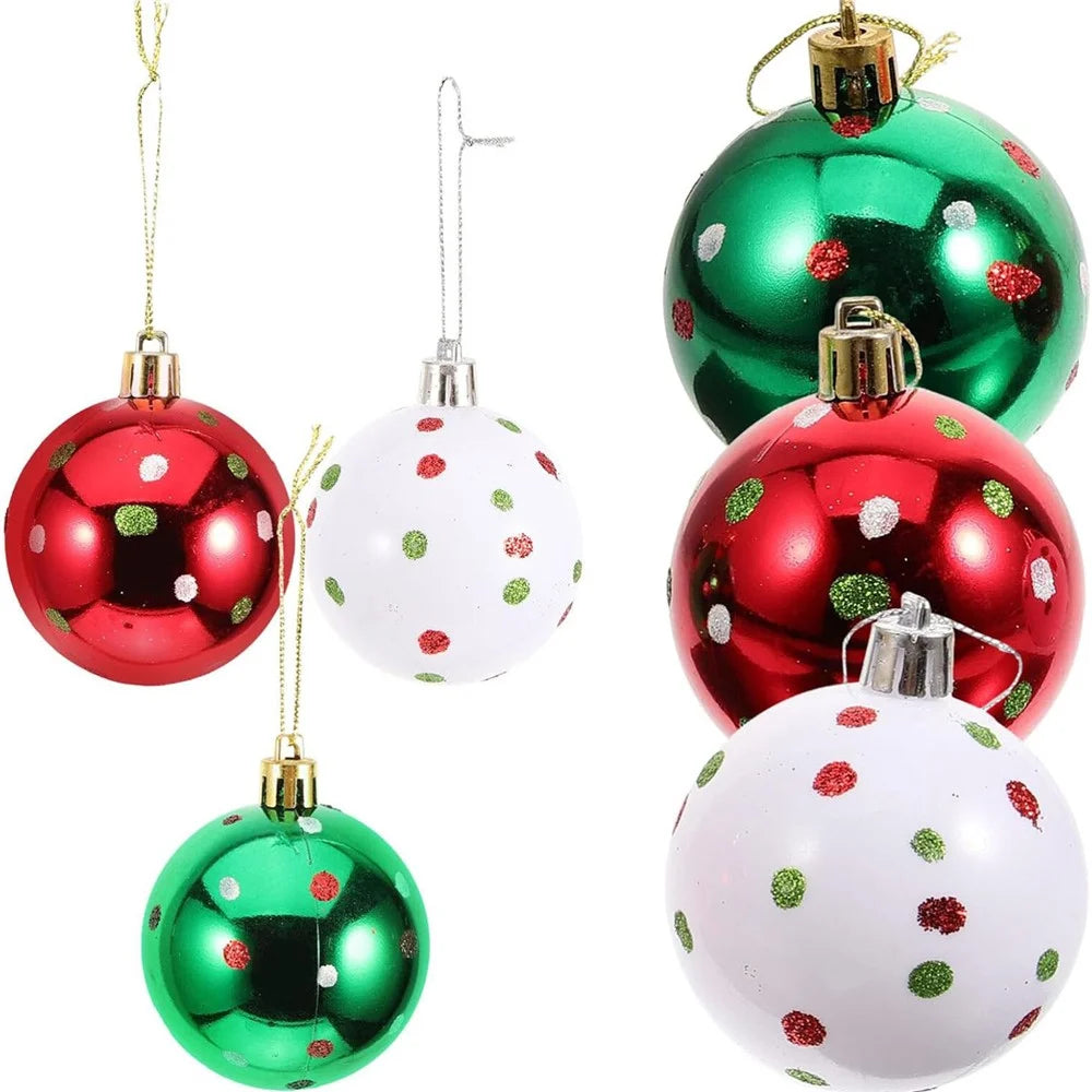 6Pcs 6cm Christmas Tree Plastic Ball Decor Dot Design Round Ball Festival Xmas Hanging Ornament - 5