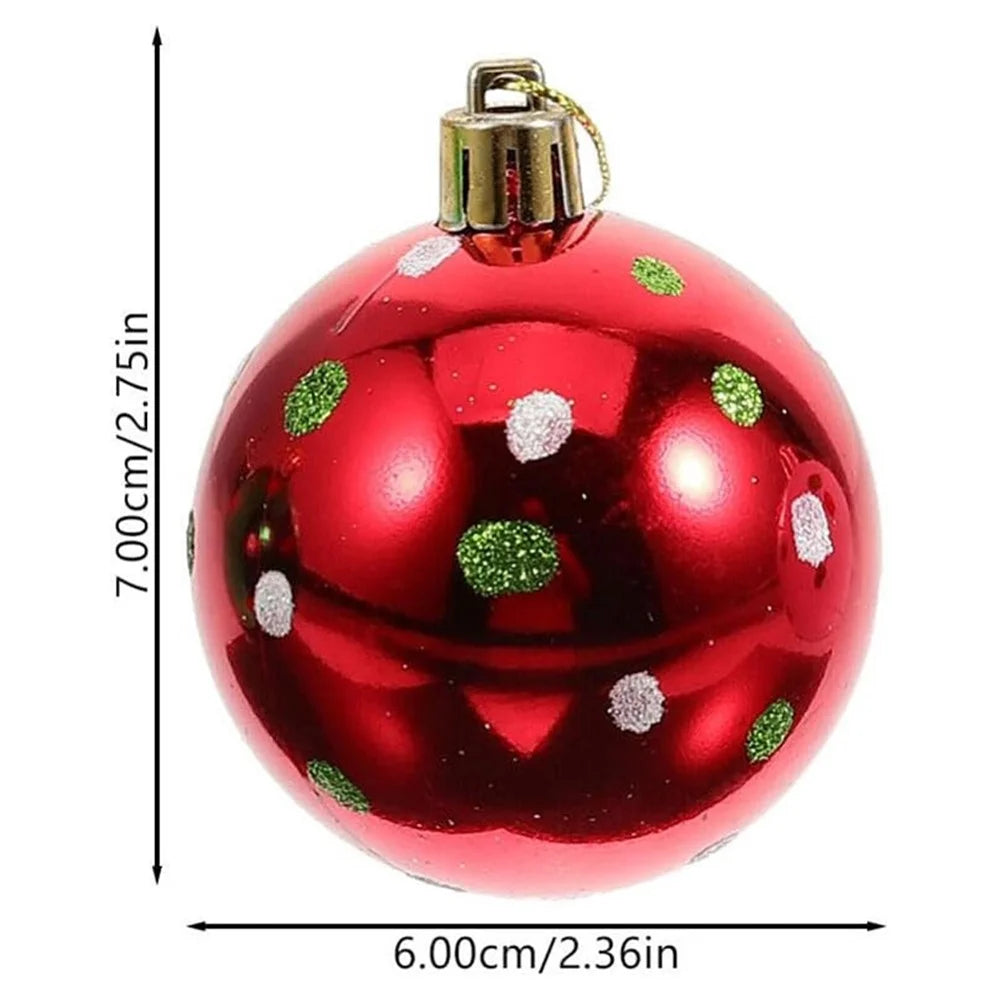 6Pcs 6cm Christmas Tree Plastic Ball Decor Dot Design Round Ball Festival Xmas Hanging Ornament - 7