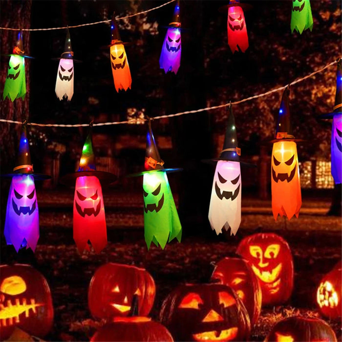 Halloween Hanging Witch Hat Glowing Ghost Light Decoration Party Props Gift - 3