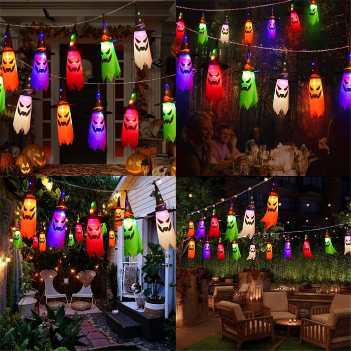 Halloween Hanging Witch Hat Glowing Ghost Light Decoration Party Props Gift - 4