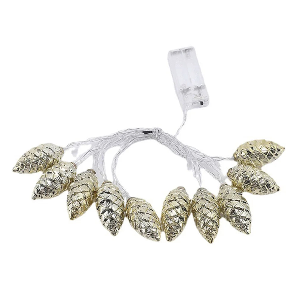 2m 10-LED Christmas Pine Cones String Light Xmas Tree Ornaments Festival Party Gift Decor - Gold - 1
