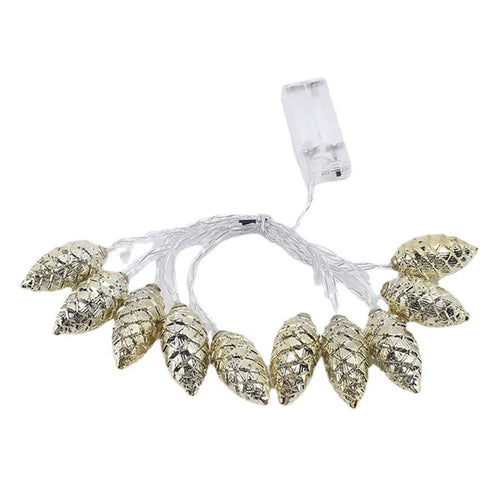 2m 10-LED Christmas Pine Cones String Light Xmas Tree Ornaments Festival Party Gift Decor - Gold - 1