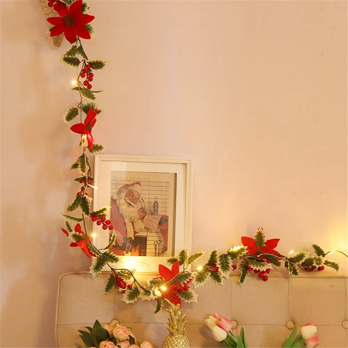 Solar Powered Christmas Flower Vine LED String Light IP66 Waterproof Xmas Party Gift Decor - 3m / 20-LED - 3