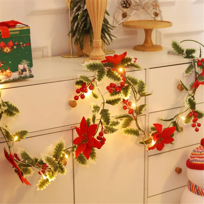 Solar Powered Christmas Flower Vine LED String Light IP66 Waterproof Xmas Party Gift Decor - 3m / 20-LED - 4