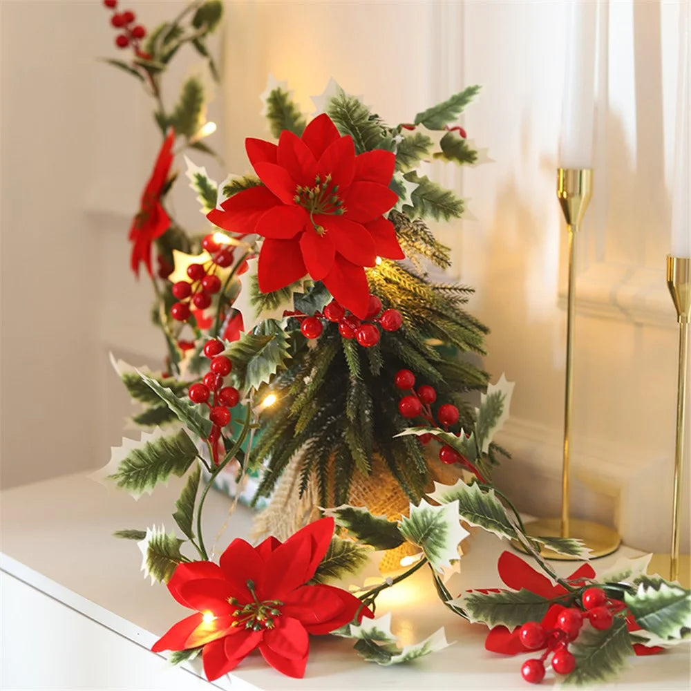 IP66 Waterproof Christmas Flower Vine LED String Light Xmas Party Gift Decor with Battery Box - 3m / 20-LED - 2