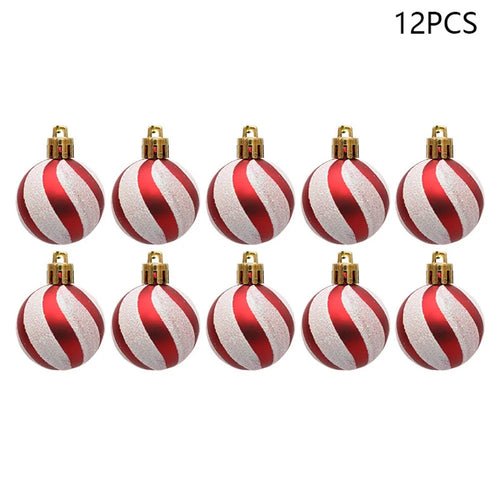 12Pcs 4cm Christmas Tree Round Ball Decoration Festival Xmas Hanging Ball Ornament - Red+White - 1