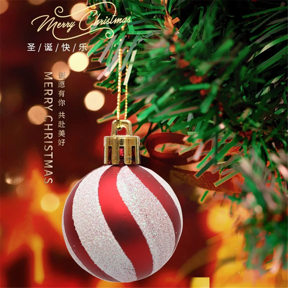 12Pcs 4cm Christmas Tree Round Ball Decoration Festival Xmas Hanging Ball Ornament - Red+White - 5