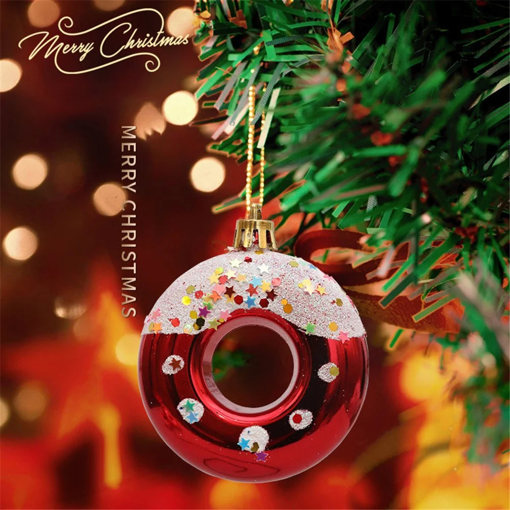 4Pcs Lovely Donut Christmas Tree Decoration Christmas House Hanging Ornament - Red - 2