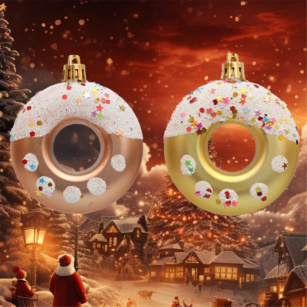 4Pcs Lovely Donut Christmas Tree Decoration Christmas House Hanging Ornament - Red - 4