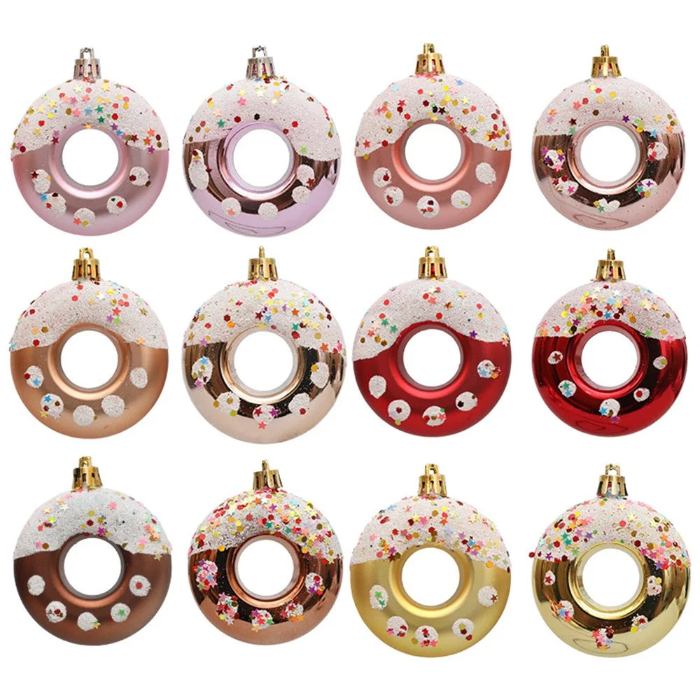 4Pcs Lovely Donut Christmas Tree Decoration Christmas House Hanging Ornament - Red - 5