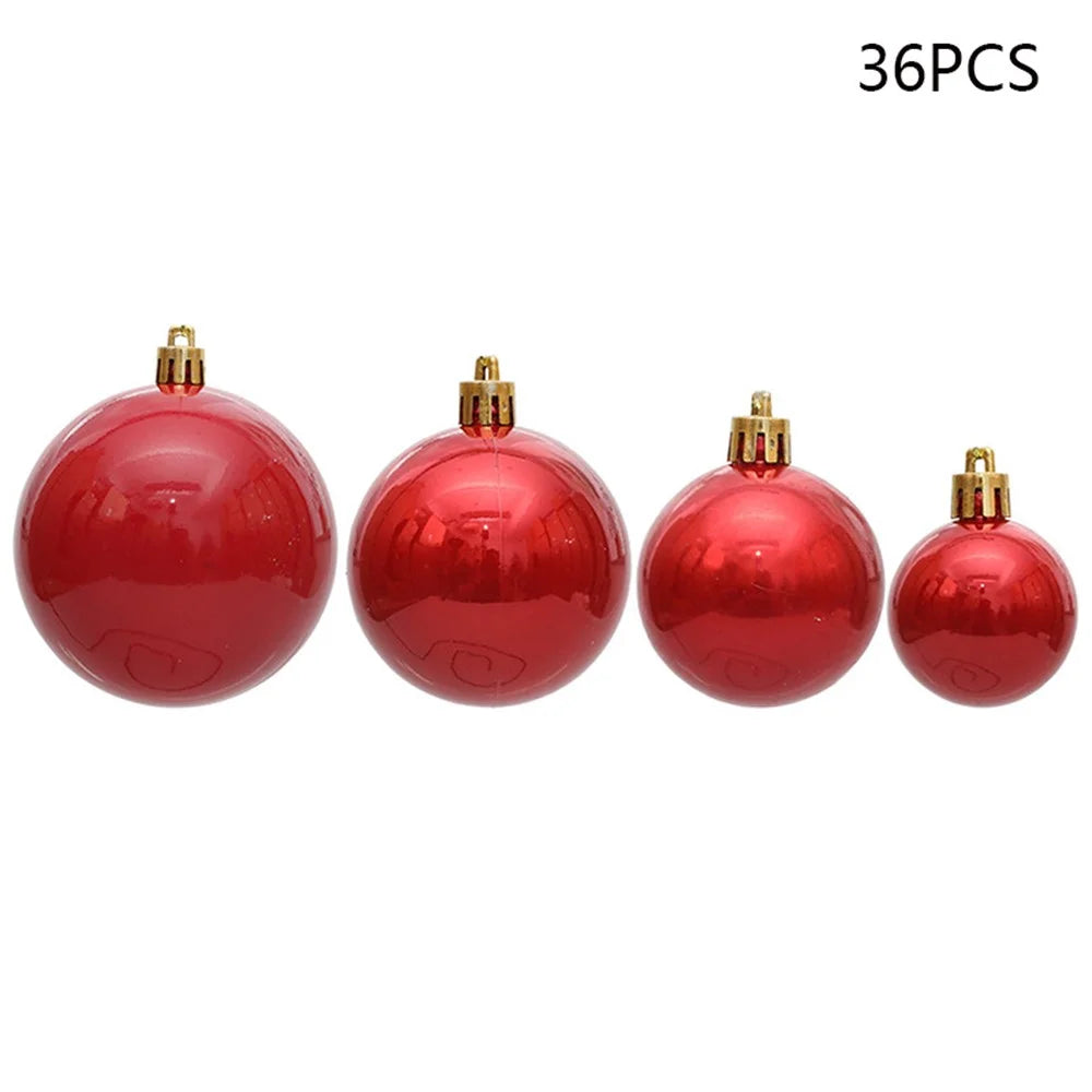 36Pcs / Set 4 Sizes Pearlescent Ball Christmas Tree Decoration Xmas Festival Hanging Ornament - Red - 1