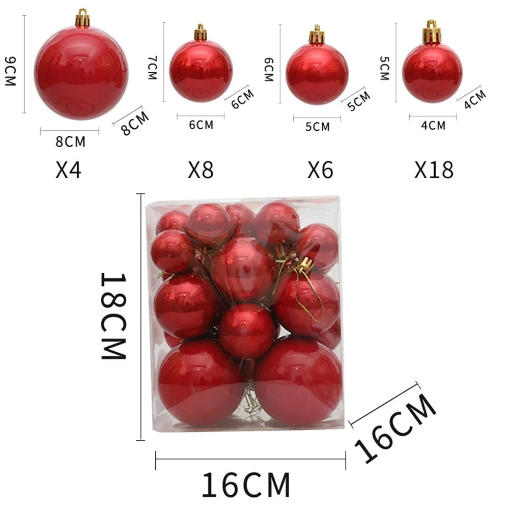36Pcs / Set 4 Sizes Pearlescent Ball Christmas Tree Decoration Xmas Festival Hanging Ornament - Red - 2
