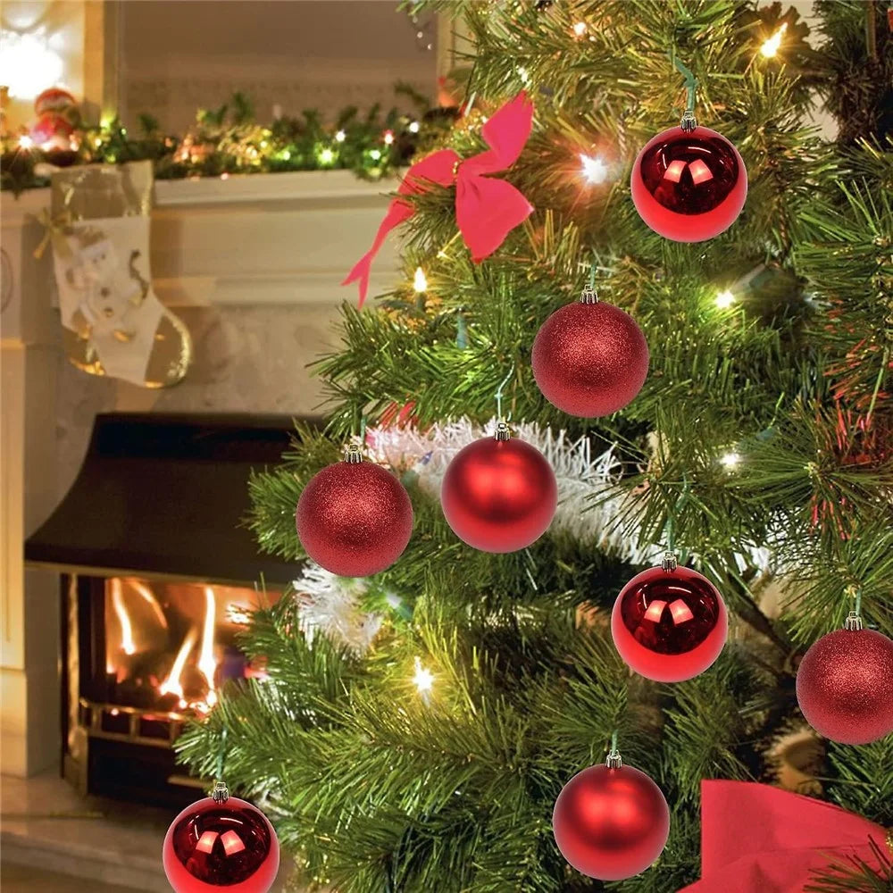 36Pcs / Set 4 Sizes Pearlescent Ball Christmas Tree Decoration Xmas Festival Hanging Ornament - Red - 3