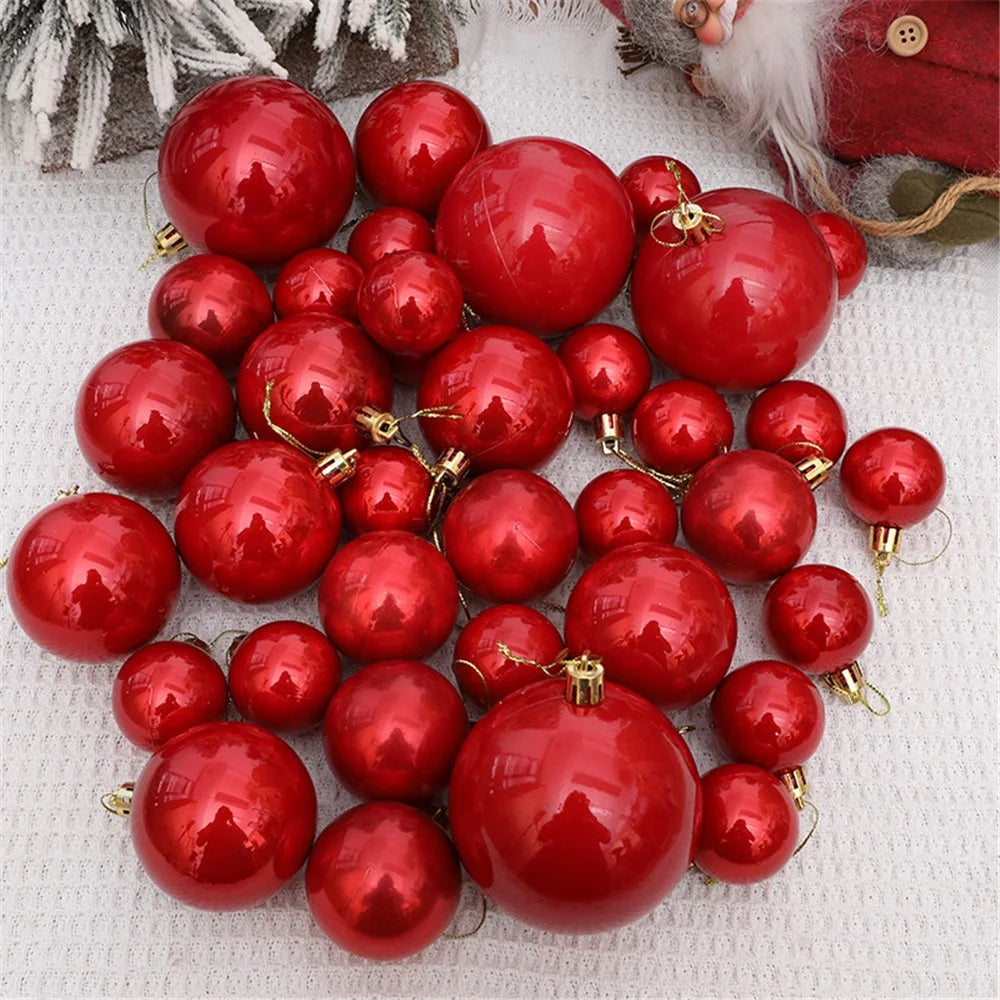 36Pcs / Set 4 Sizes Pearlescent Ball Christmas Tree Decoration Xmas Festival Hanging Ornament - Red - 4