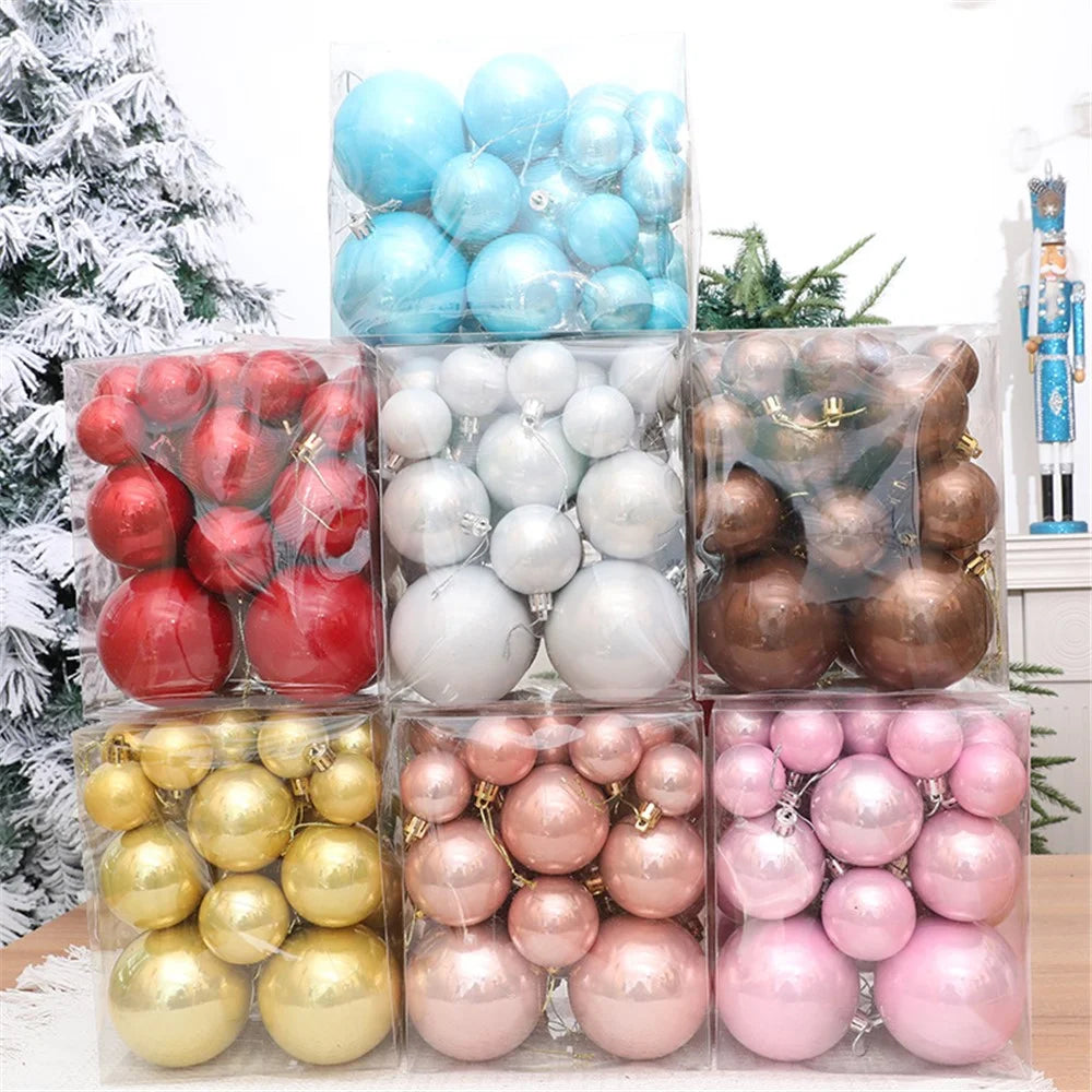 36Pcs / Set 4 Sizes Pearlescent Ball Christmas Tree Decoration Xmas Festival Hanging Ornament - Red - 6