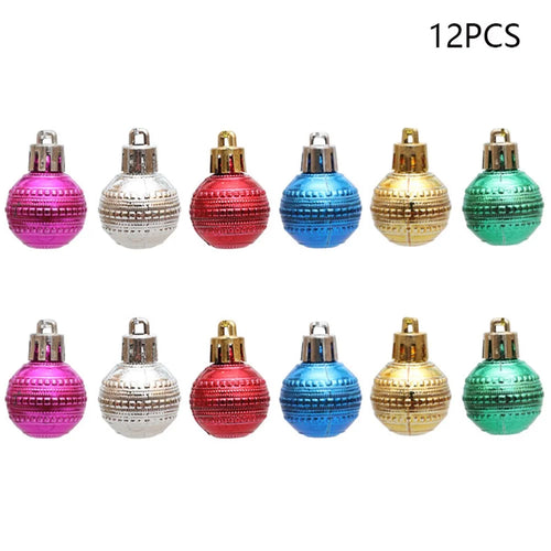 12Pcs 3cm Color Electroplating Ball Christmas Tree Decor Xmas Festival Hanging Ornament - Gear Ball - 1