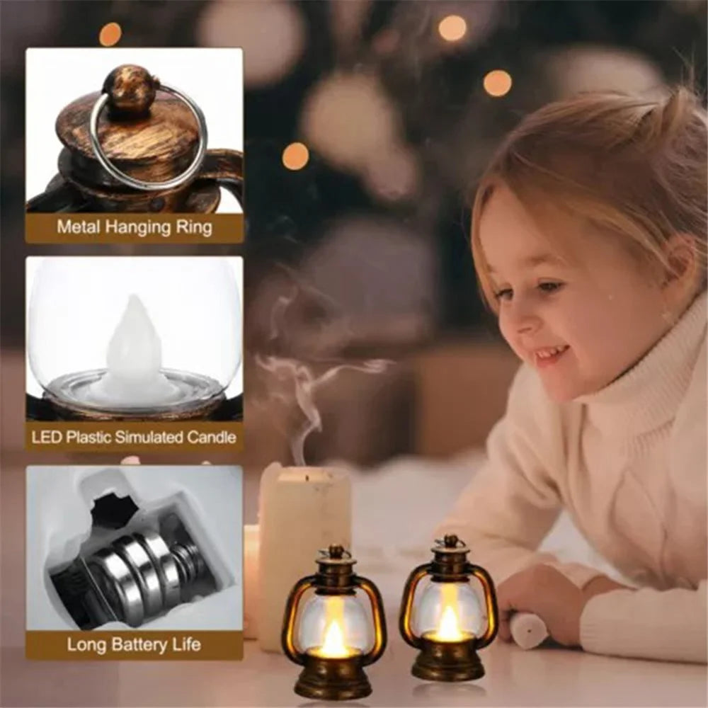 Simulation Candle LED Small Kerosene Lamp Christmas Lantern Night Light - Bronze - 3