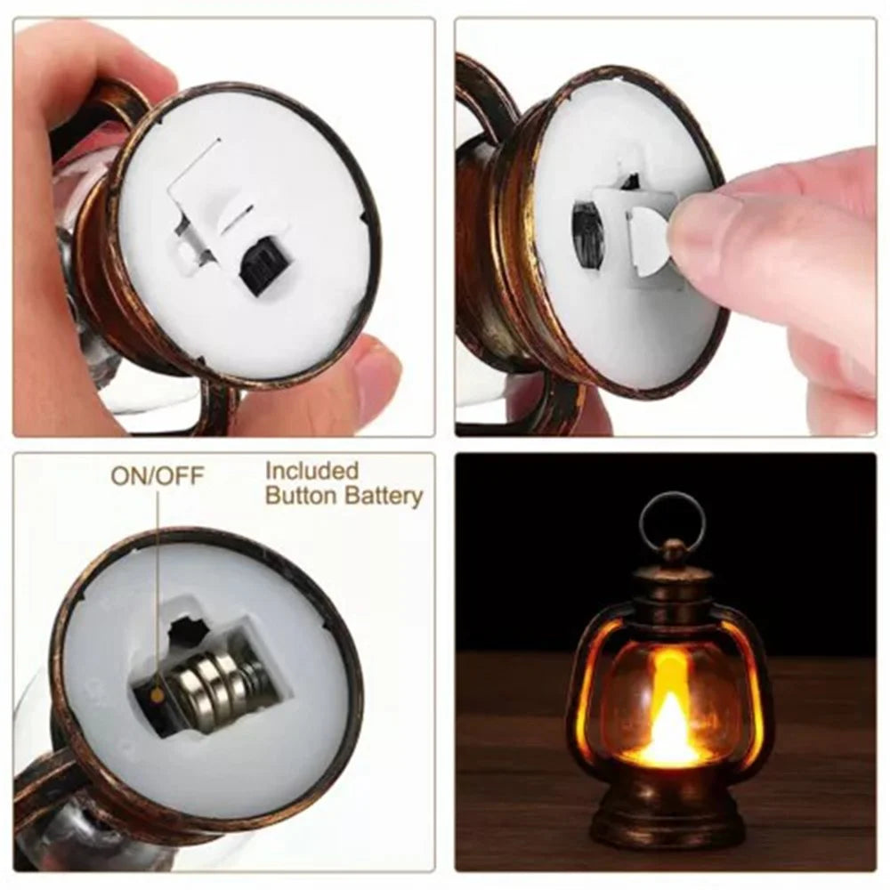 Simulation Candle LED Small Kerosene Lamp Christmas Lantern Night Light - Bronze - 6