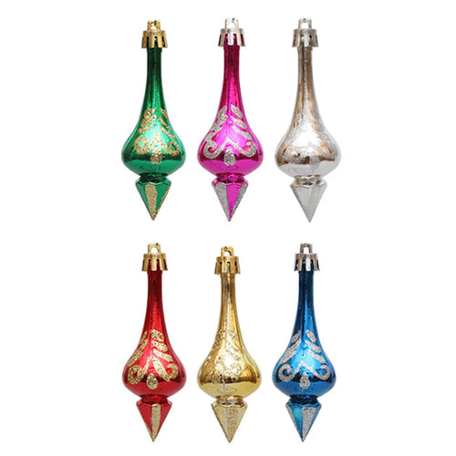 6Pcs Conical Gourd Christmas Tree Decor Pointed Water Drop Festival Christmas Hanging Ornament - 1