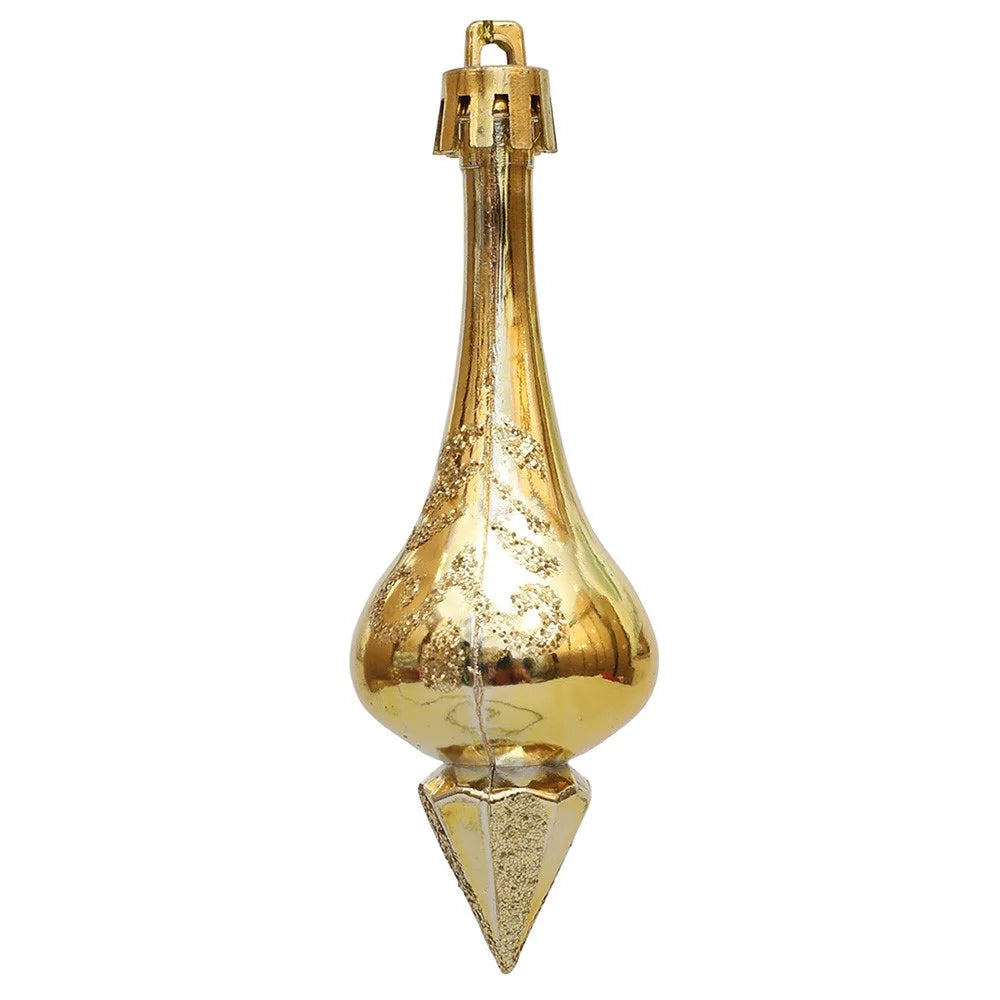 6Pcs Conical Gourd Christmas Tree Decor Pointed Water Drop Festival Christmas Hanging Ornament - 6
