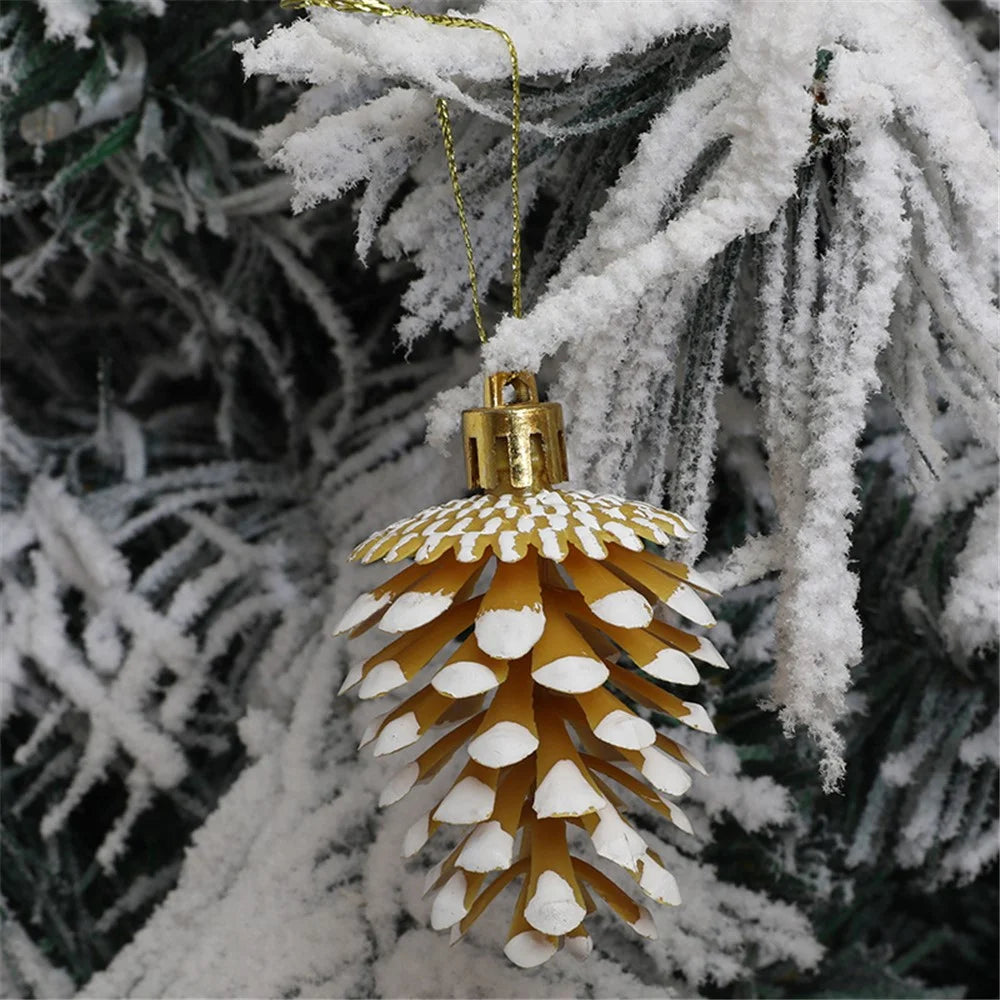 6Pcs Lovely Pine Cone Festival Xmas Decoration Christmas Tree Hanging Ornament - Red - 5