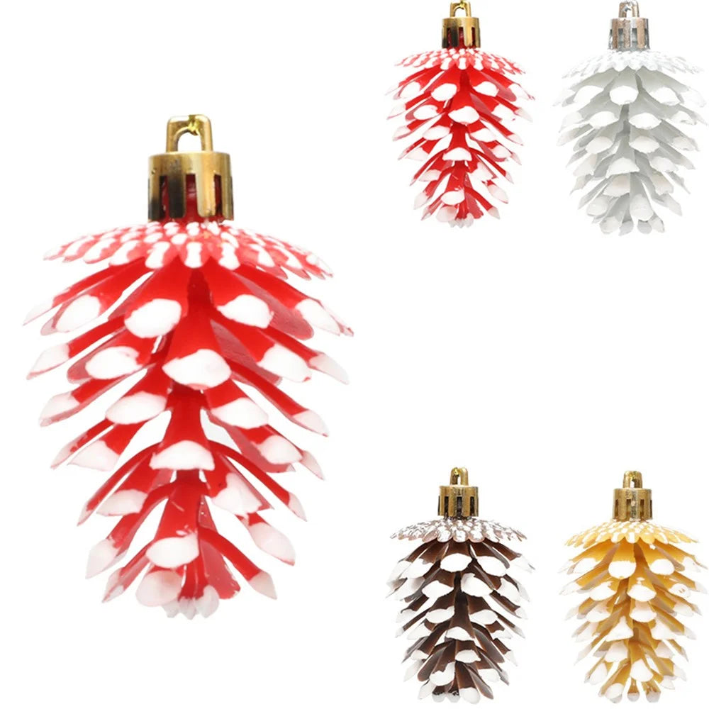 6Pcs Lovely Pine Cone Festival Xmas Decoration Christmas Tree Hanging Ornament - Red - 7