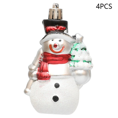 4Pcs Cute Snowman Christmas Tree Hanging Decoration Festival Home Ornament - Black Hat - 1
