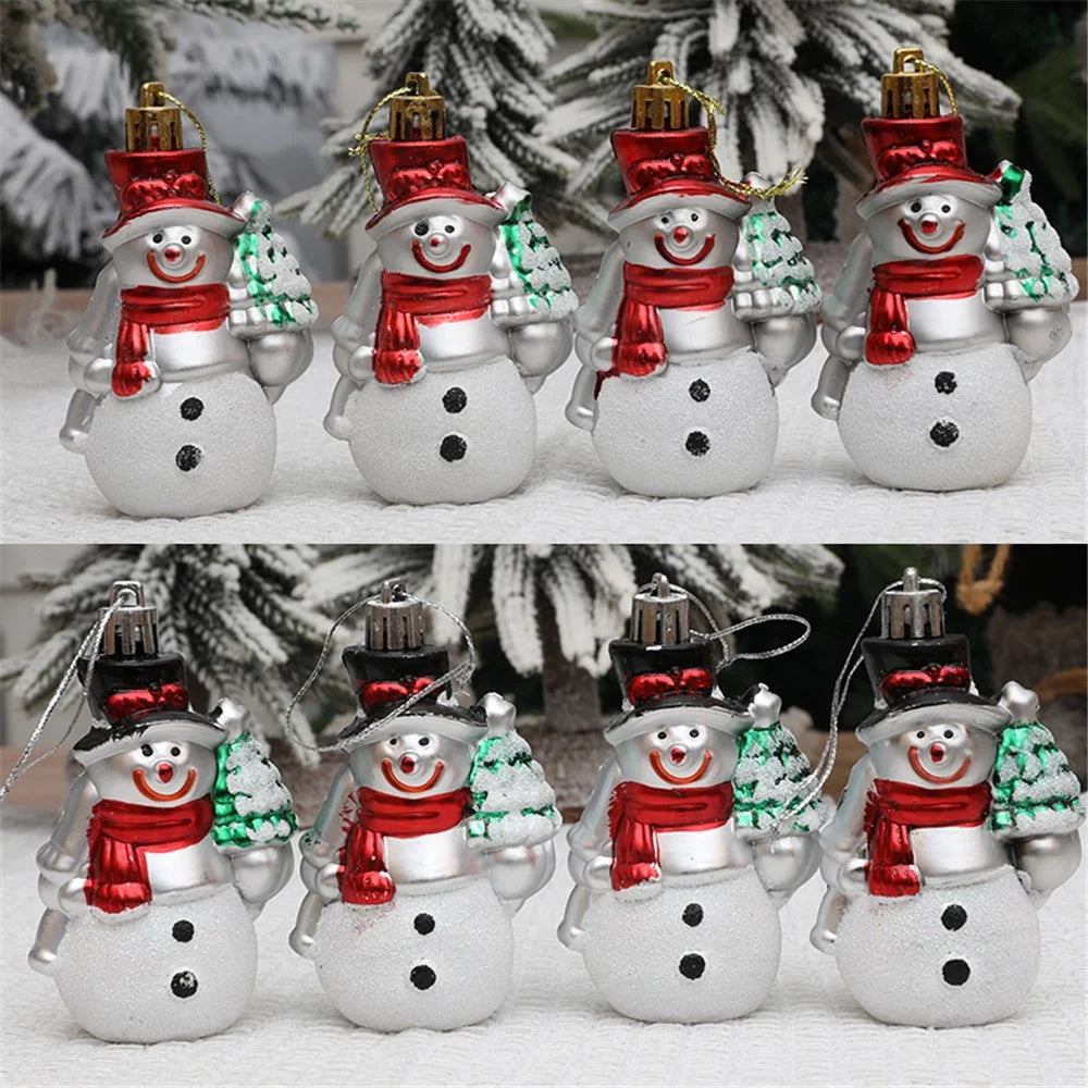 4Pcs Cute Snowman Christmas Tree Hanging Decoration Festival Home Ornament - Black Hat - 4