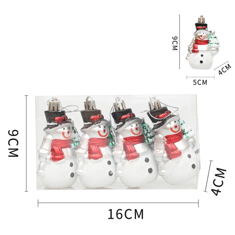 4Pcs Cute Snowman Christmas Tree Hanging Decoration Festival Home Ornament - Black Hat - 6