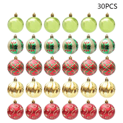 30Pcs 6cm Electroplated Plastic Ball Christmas Tree Decor Painted Round Ball Festival Hanging Ornament - 1