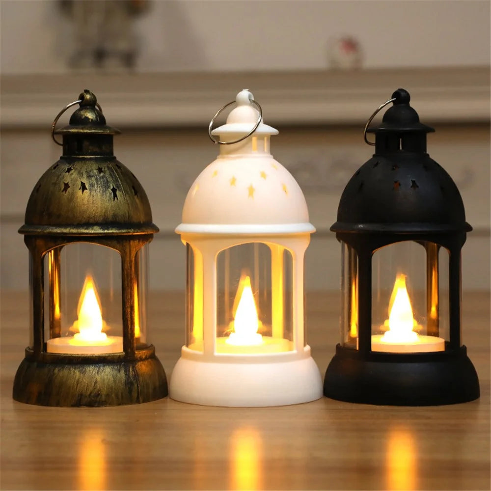 Retro Kerosene Lamp Design Simulation Candle LED Lantern Christmas Night Light Home Decor - Black - 2
