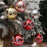 6Pcs 6cm Plastic Ball Christmas Tree Decor Willow Vine Pattern Painted Ball Festival Hanging Ornament - Red - 5