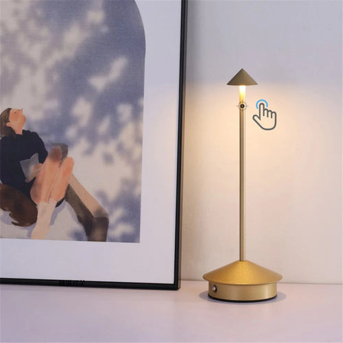 Rechargeable Decorative Table Lamp Iron + Aluminum Restaurant Bar Outdoor Home Atmosphere Night Light - Gold - 1