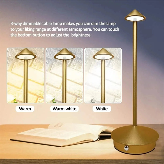 Rechargeable Decorative Table Lamp Iron + Aluminum Restaurant Bar Outdoor Home Atmosphere Night Light - Gold - 5