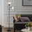 Modern LED Standing Lamp Bedroom Dual Head Floor Light with E27 Warm Light Bulbs - Black - 2