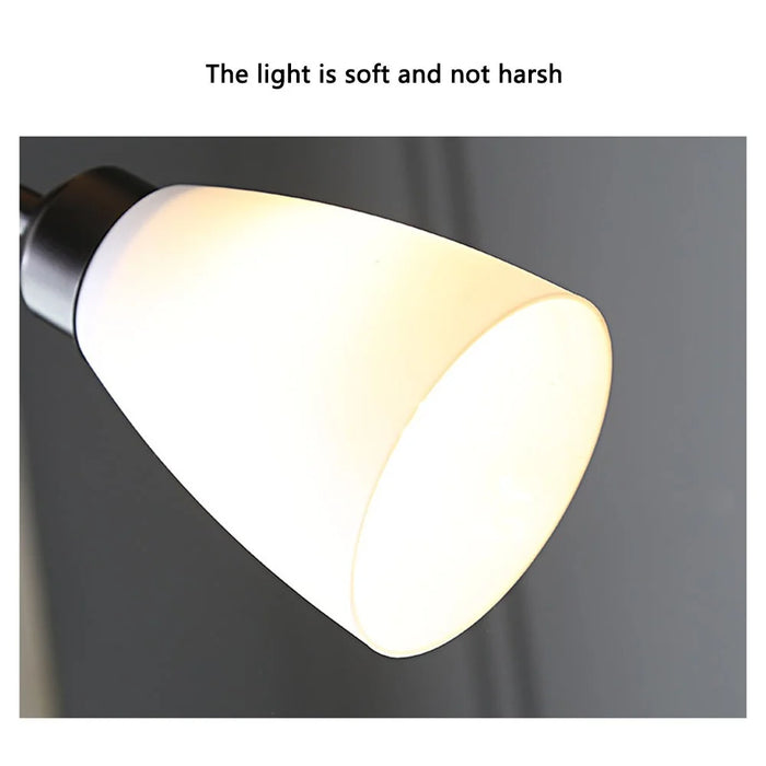 Modern LED Standing Lamp Bedroom Dual Head Floor Light with E27 Warm Light Bulbs - Black - 3