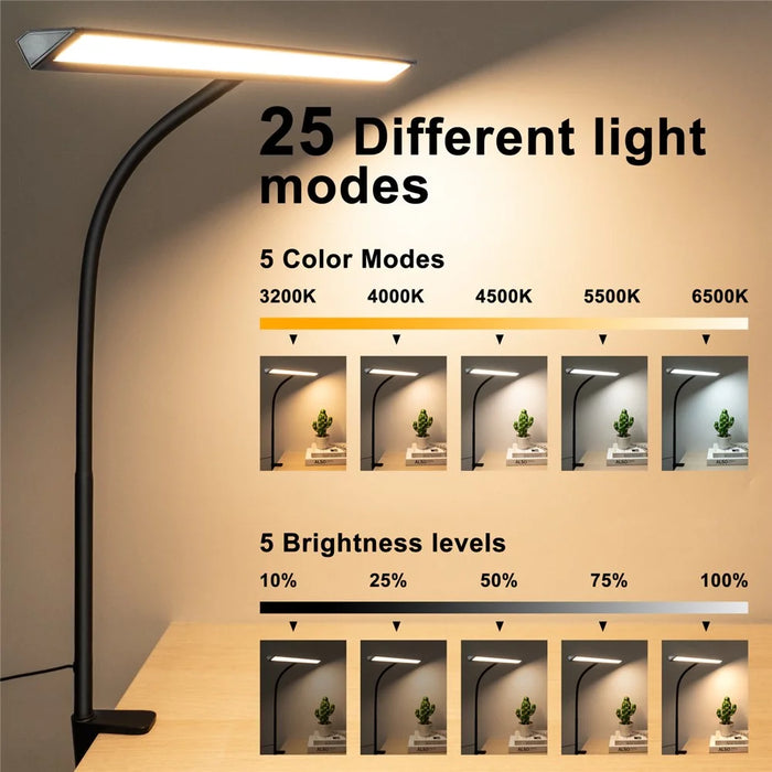Touch Dimmable LED Desk Lamp for Office Home Eye-Caring Table Light with Adjustable Gooseneck - 2