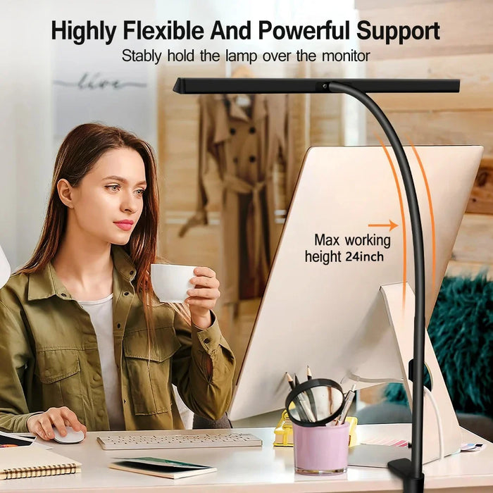 Touch Dimmable LED Desk Lamp for Office Home Eye-Caring Table Light with Adjustable Gooseneck - 3