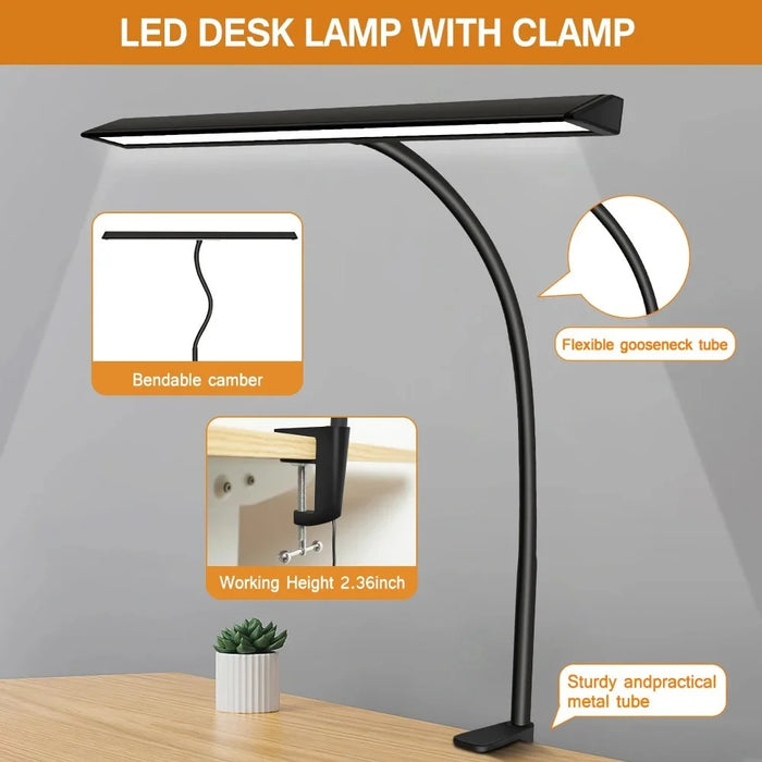 Touch Dimmable LED Desk Lamp for Office Home Eye-Caring Table Light with Adjustable Gooseneck - 4