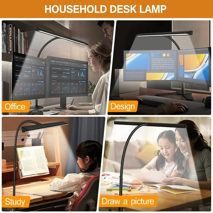 Touch Dimmable LED Desk Lamp for Office Home Eye-Caring Table Light with Adjustable Gooseneck - 5