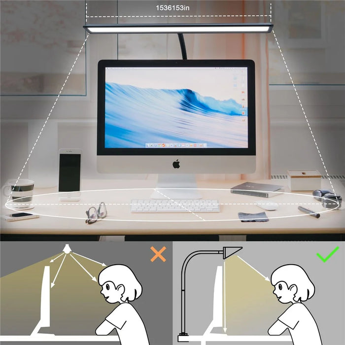 Touch Dimmable LED Desk Lamp for Office Home Eye-Caring Table Light with Adjustable Gooseneck - 6