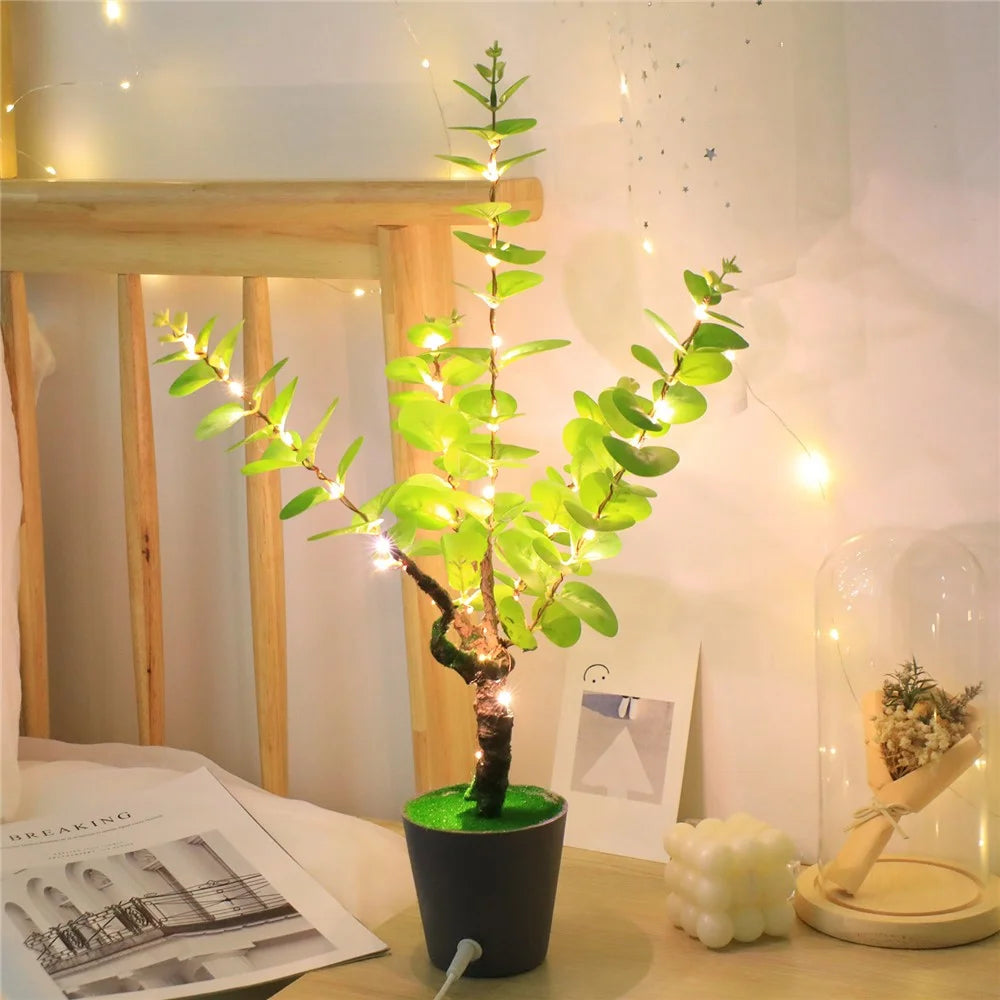 LED Night Light Imitation Plant Light Bonsai Bedroom Home Decoration Light - Money Tree - 1