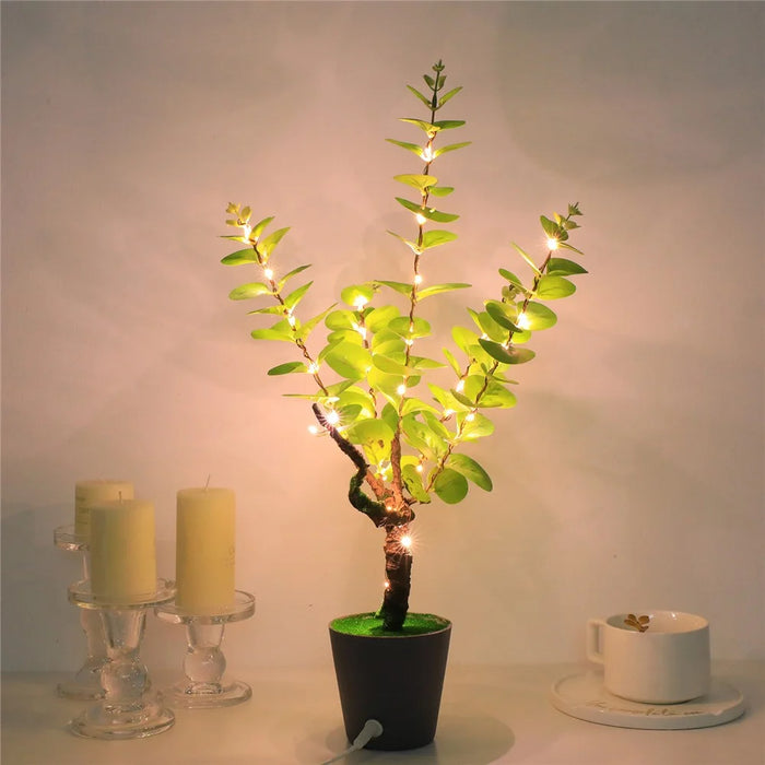 LED Night Light Imitation Plant Light Bonsai Bedroom Home Decoration Light - Money Tree - 2