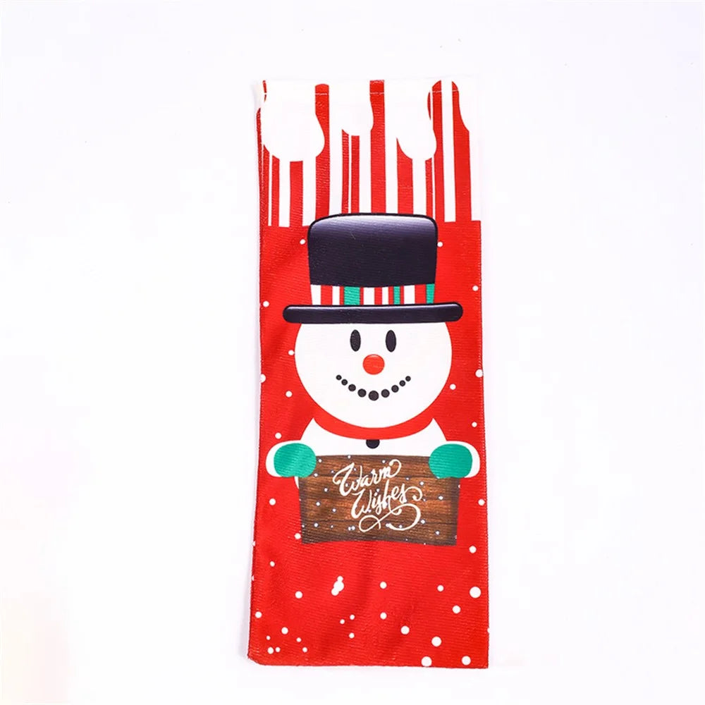 Christmas Wine Bottle Cloth Bag Red Wine Champagne Bottle Cover Dining Table Decoration - Snowman - 2